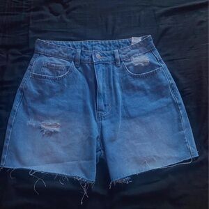 SHEIN Blue Distressed Jean Shorts
